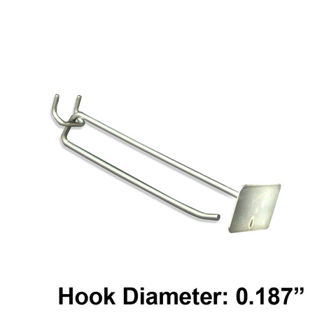 AZAR DISPLAYS 6" Metal Wire Scan Hook: 0.187" Dia., PK50 700826